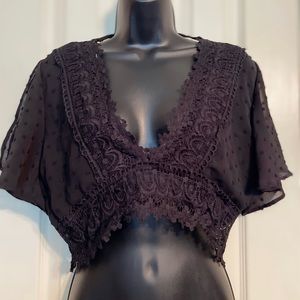 BRAND NEW Frock Candy Lace Crop Top Black